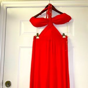 Orange cut out maxi sun dress with cut out